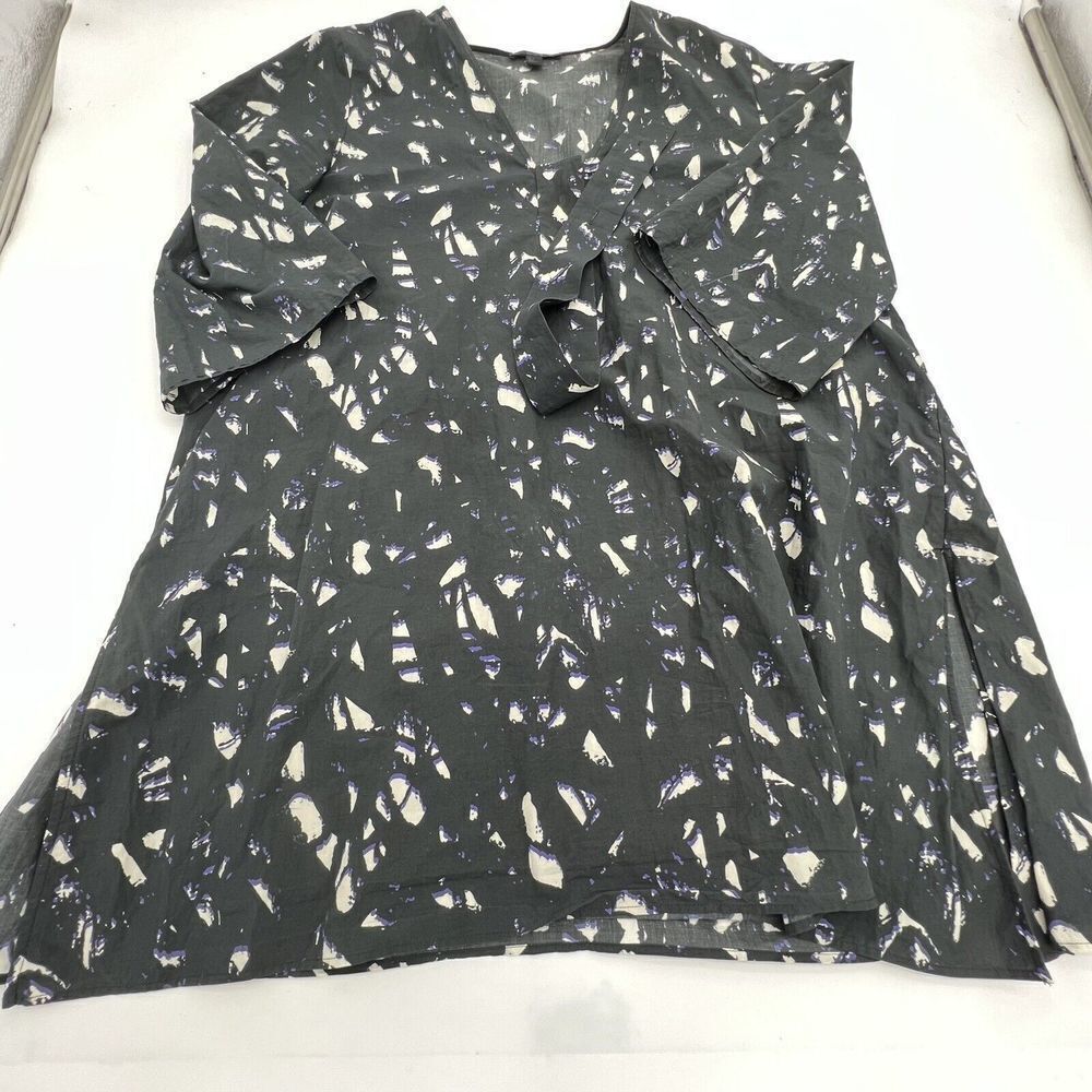 COS Long Sleeve Cotton Tunic Black White Purple Abstract Size US 4